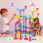Meland Marble Run - 132Pcs Building Toy for Kids with Glow-in-the-Dark Marbles and STEM Learning, Ages 3-9+