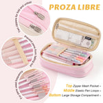 EASTHILL Big Capacity Pencil Pen Case Office College School Large Storage High Capacity Bag Pouch Holder Box Organizer Blue (Pink)