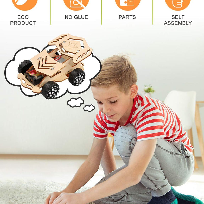 Poraxy 5-in-1 STEM Kits: Science Building Projects, Model Cars, Wooden 3D Puzzles for Kids 8-13