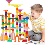 110pcs Marble Maze Kit STEM Learning Toy for Kids, 60 Marbles, Building Blocks, Ages 3-8
