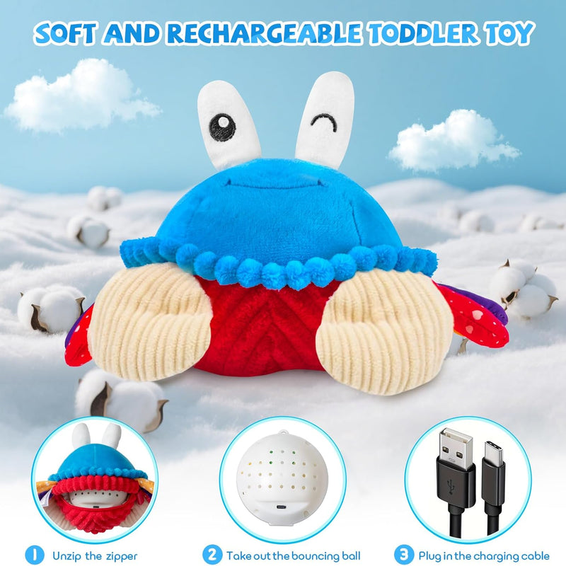 Musical Crawling Crab Plush Toy - 40 Songs & Recording, Sensory Toy for Toddlers 1-3