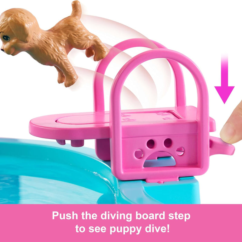Barbie Dream Pool Playset with 6 Play Areas, Including Slide & Bubbling Hot Tub, Plus 20+ Accessories Like Pet, Floaties & More