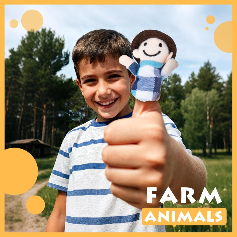RIY 10-Piece Old Macdonald Had A Farm Finger Puppets Set for Story Time, Educational Play, and Imaginative Learning, crafted from Soft Velvet Cloth
