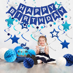 Vibrant Birthday Decorations: Happy Birthday Banner, Honeycomb Balls, Hanging Swirls, Garland for Men, Women, Boys, Girls