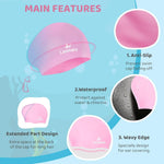 Silicone Swim Cap for Kids with Long Hair, 3 Sizes for Toddlers, Children & Teens Age 1–15, Waterproof Swimming Hat for Girls & Boys
