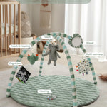 Blissful Diary Sage Green Baby Play Gym Mat with 6 Detachable Toys for Sensory & Motor Skill Development