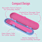 Bentgo® Kids Plastic Utensil Set - Reusable Fork, Spoon & Storage Case, PFAS- & BPA-Free, Easy-Grip Handles, Lightweight, Dishwasher Safe, School Lunch, Travel & On-the-Go (Rainbows and Butterflies)