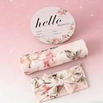Galabloomer Newborn Receiving Blanket Headband Set Baby Flower Swaddle