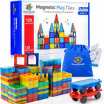 125PCS XL Magnetic Tiles Set with Storage Bag - Magnetic Building Tiles for Kids Ages 3-8, STEM Magnet Construction Toy