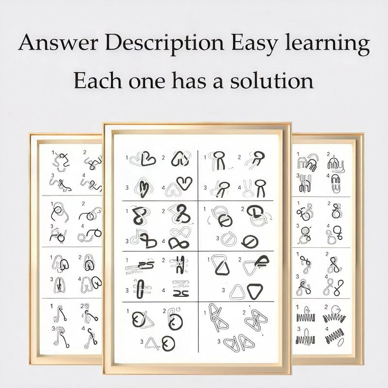 24-Piece Metal Wire Puzzle Set with Pouch, Brain Teaser IQ Test for Kids and Adults