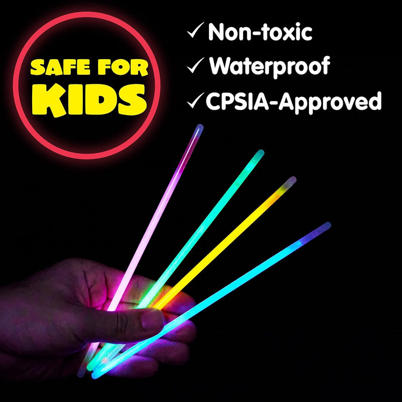 JOYIN 100-Pc 8" Glow Sticks Party Favors, Neon Glow Necklaces & Bracelets for Easter, Football, Birthday Decor