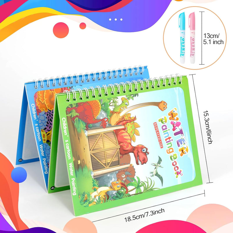 5-Pack Reusable Water Coloring Books for Toddlers, Mess-Free Portable Educational Doodle Toys