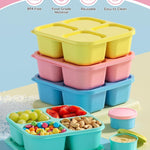 Canfanni 4 Pcs Snack Box Containers Set, Reusable 4 Compartment Lunchable Container with 2Pcs Sauce Containers, Stackable BPA-Free Bento Box for School, Work, Travel (4 Color)