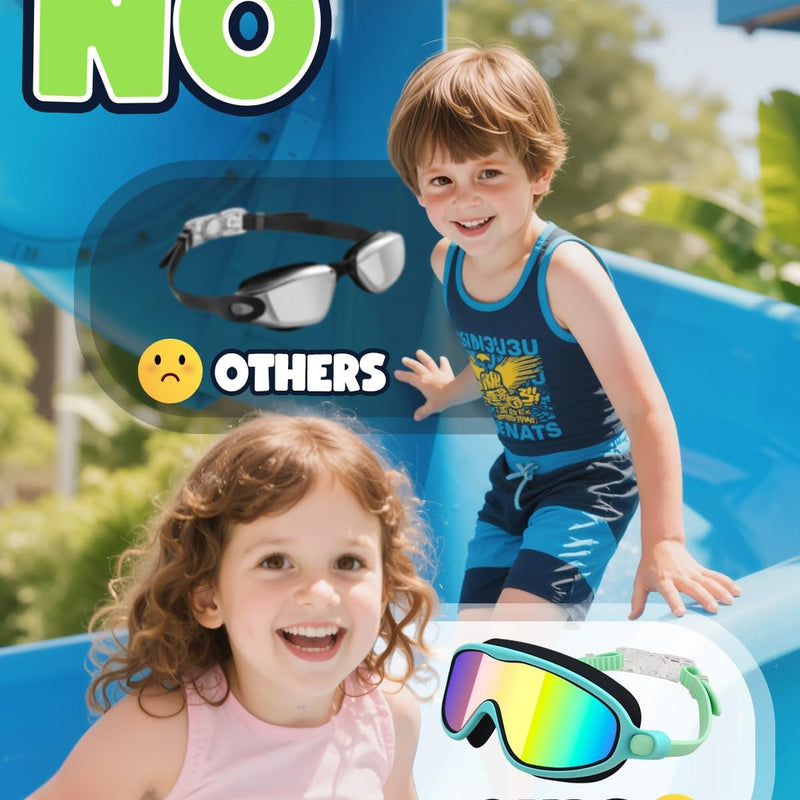 Kids Swimming Goggles 2 Pack, Anti Fog&UV Swim Goggles for Boys Girls, No Leak Pool Beach Essentials for kid 3-14