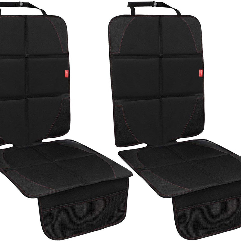 MORROLS Car Seat Protector, 2 Pack Carseat Protector with Thick Padding, Baby/Pets for Child Car Seat-Mesh Pockets-Waterproof-Universal Size(Black)