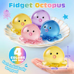 VISCOO 4 Pack Octopus Stress Balls for Adults Kids, Slow Rising Squishy for Anxiety Stress Relief, Cute Squeeze Ball for Party Favors/Taba Squishy for Classroom Prize Birthday