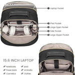 LOVEVOOK Laptop Backpack Purse for Women, Work Travel Computer Bags, College School Backpack for Student Girl, Quilted Casual Daypack with USB Port, Fit 15.6 Inch Laptop, Black