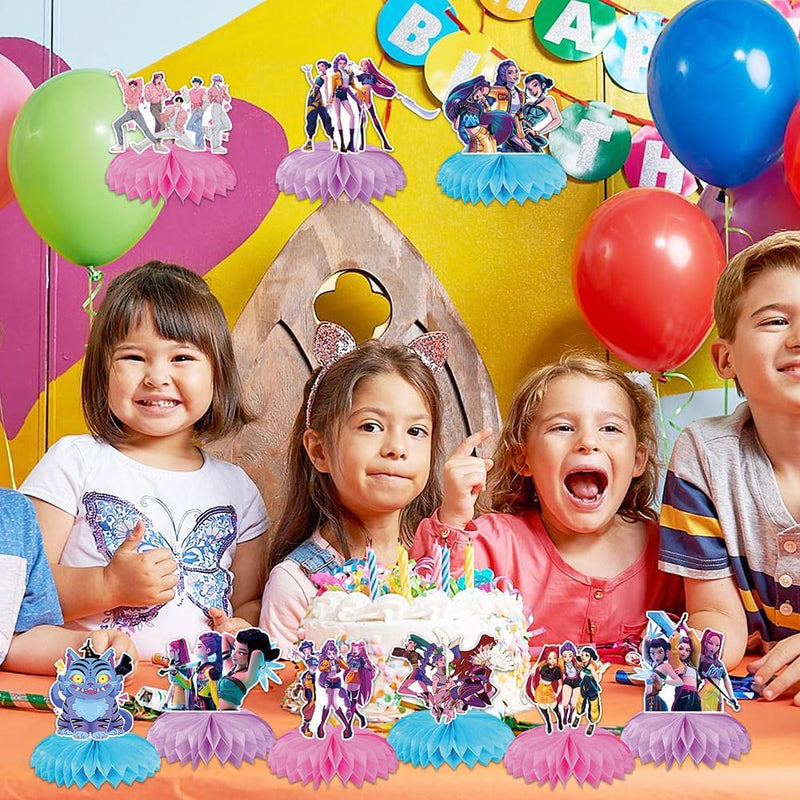 K Pop Demon Birthday Party Supplies: Honeycomb Centerpieces for Toy K Pop Demon Decorations