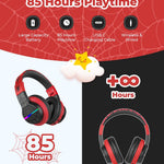 iClever BTH12 Kids Bluetooth Headphones 85H Playtime with LED Lights Travel | SafeSound Tech, Stereo Sound, USB C Charging AUX Cable Over Ear Built-in Mic, Kids Wireless Headphones for Toddler Boys Girls