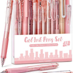 Four Candies Gel Pens, Cute Pink Pens Black Ink, 0.5mm Fine Point, 12-Pack | Back to School Supplies, Office Essentials for Women, Girly Stationery Set, Aesthetic Desk Decor & Accessories - Rose