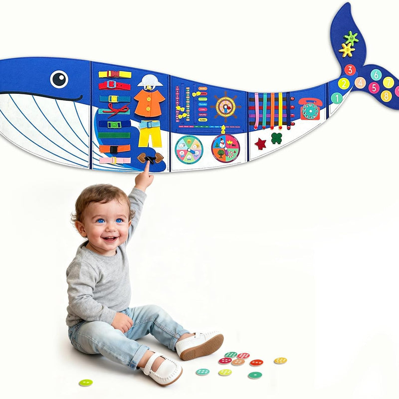 Montessori Busy Board for Toddlers 3-5: Sensory Wall Activity Center for Fine Motor & Cognitive Development