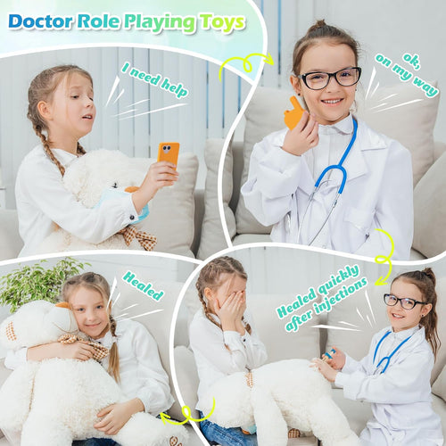 Doctor Kit for Kids, 34 Pcs Pretend Playset for Toddlers, Doctor kit for Toddlers 3-5, with Medical Bag, Stethoscope and Other Accessories, for Boys and Girls Fun Role Playing Game