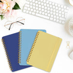 Utron 3 PCS Small Spiral Notebook 5x7, Notebooks for Note Taking, Blue Color Scheme Spiral Journal Notebook, Work Notebook Small Notebooks 5x7 with Strap, Cute Notebooks for Women 70 Sheets/Note Books