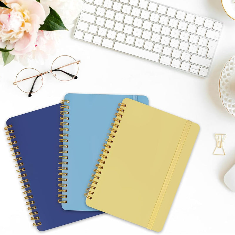 Utron 3 PCS Small Spiral Notebook 5x7, Notebooks for Note Taking, Blue Color Scheme Spiral Journal Notebook, Work Notebook Small Notebooks 5x7 with Strap, Cute Notebooks for Women 70 Sheets/Note Books