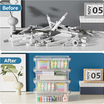 BiuLeon 4 Pack Extra Large Pencil Box, Plastic Pencil Case Organizer, Clear Crayon Box Marker Organizer, Stackable Craft Organizers and Storage for Pen, Craft, Art Supply(Grey)