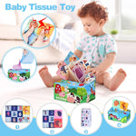 6 In 1 Baby Toys, 6-12 months Baby Toys, Montessori Toddler Gifts Toddlers | 0-6 12-18 Montessori Toddler Toys,Farm Animals Playset & Teething & Stacking Building Block Cup & Tissue Box & Sensory Bin