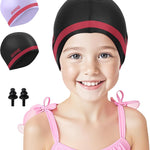 Aegend Kids Swim Cap 2 Pack, Silicone Waterproof Swim Cap for Kids Age 3-15 | Comfortable Swimming Cap for Girls Boys Toddlers Youth, Fits Long & Short Hair, Durable Cap for Swim Lessons Pool