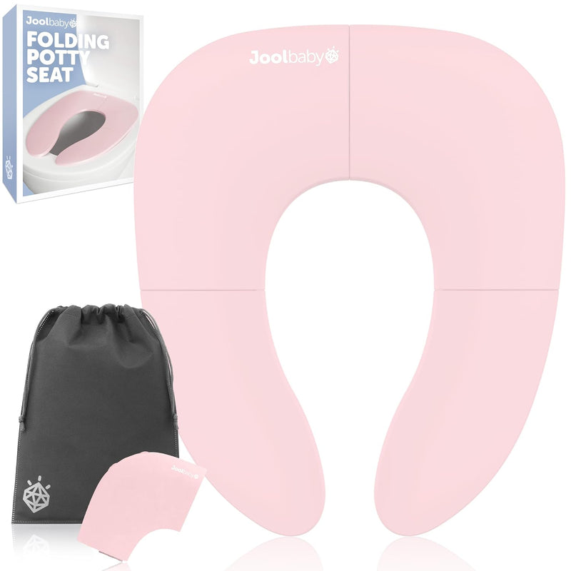 Jool Baby Folding Travel Potty Training Seat for Toddlers, Fits Round & Oval Toilets, Non-Slip Suction Cups, Includes Free Travel Bag (Gray)