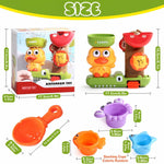 Toddler Bath Toys for Kids Ages 1-3 Waterfall Bathtub Toys for Toddlers 2-4 | with 3 Stacking Cups No Mold Baby Bath Toys Interactive Duck Water Shower Toys for Boys Girls Gifts with Strong Suction Cups