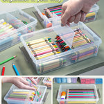 6 Pack Extra Large Pencil Box with Removable Divider, Thickened Pencil Case Bulk, Clear Crayon Marker Organizer Stackable Plastic Small Storage Containers for Pen Craft School Supplies(Grey)