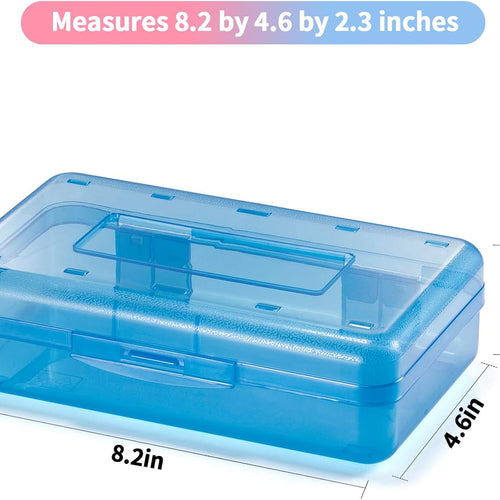 Sooez 3 Pack Pencil Case, Large Hard Pencil Box Bulk, Clear Crayon Box Marker Pen Organizer, Plastic Storage Container with Snap Lid, Art Craft Organizer Back to School Supplies, Colorful