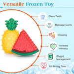 Pawaboo Pet Teether Cooling Chew Toys, Freezable Teething Toy for Puppies, Watermelon and Pineapple Shape Freeze Interactive Toys in Summer, Frozen Dog Treat Training Tools for Small and Medium Dogs