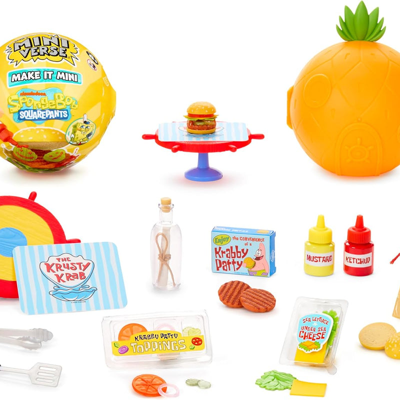 MGA's Miniverse Make It Mini Spongebob Squarepants, Mini Collectibles - Blind Pack, DIY, Resin, Replica Food, Not Edible, Collectors, Novelty, Gift, 8+