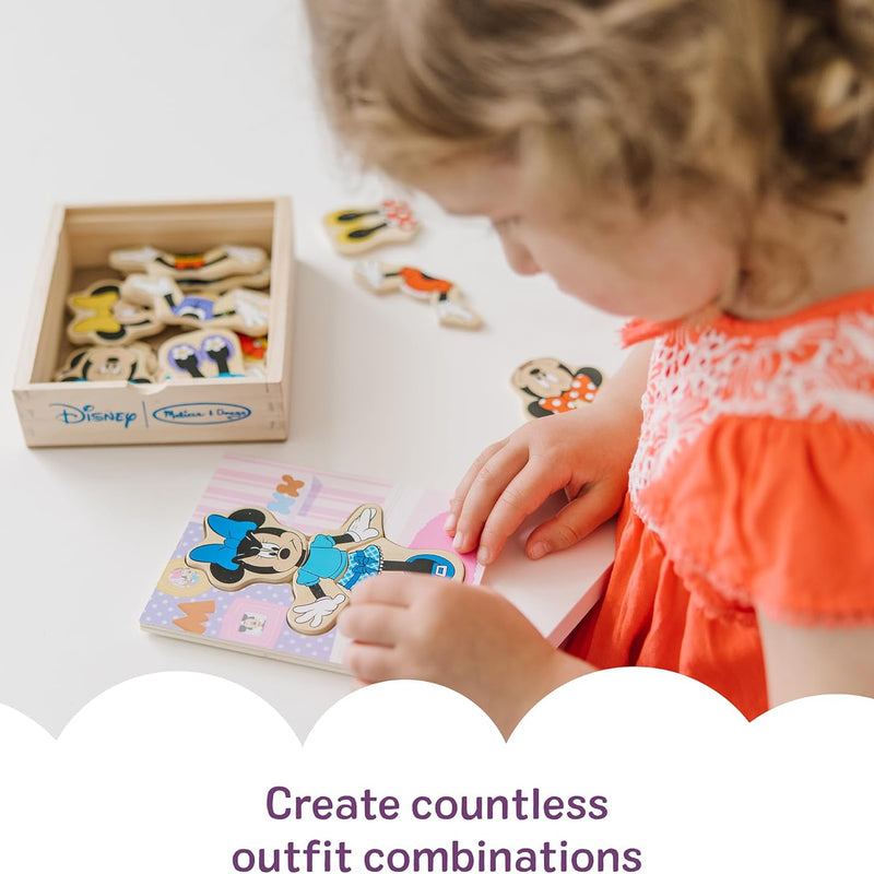 Disney Minnie Mouse Mix-and-Match Dress-Up Puzzle - 18 Piece Wooden Educational Toy for Toddlers Ages 3+ with Storage Case
