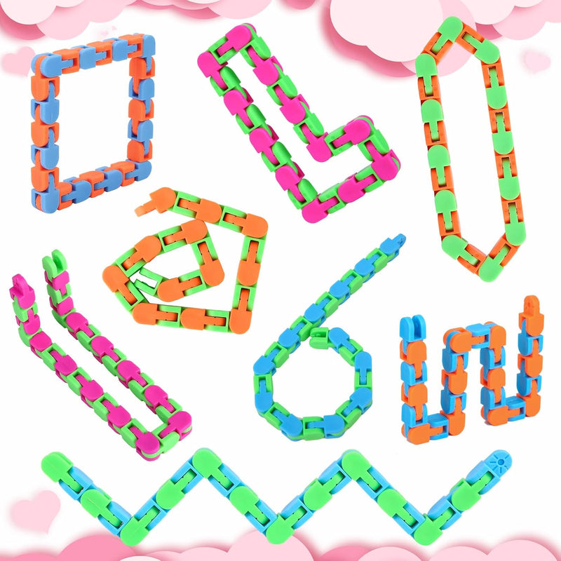 8pcs 24link plastic fidget toys for kids anxiety stress relief classroom gifts valentines day stocking stuffers