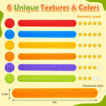 Sensory Fidget Toys for Kids: Textured Silicone Slap Bracelets 6 Pack, Stress Relief Fidgets for Autism ADHD, Wearable Sensory Toys for Adults Office Desk, Calm Down Travel Airplane Toys