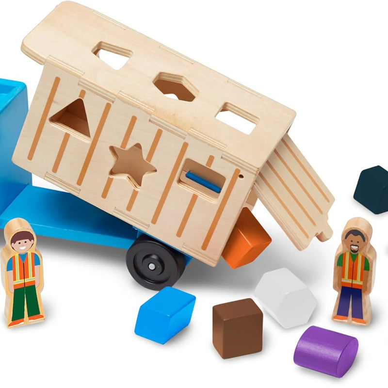 melissa & doug shape-sorting dump truck wooden toy for toddlers with montessori blocks and figures