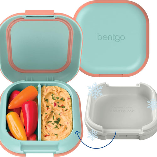 Bentgo Chill Mini Leak-Proof Lunch Box – Built-In Ice Pack Keeps Food Cold, 2.7-Cup Capacity for Snacks or Sandwich, 3 or 4 Compartments, PFAS & BPA-Free, Ideal for Adults & Kids 3+ (Seaside Papaya)