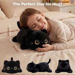 Mewaii Cute Black Cat Plush Pillow, Kawaii Plushies Black Cat Stuffed Animals, Squishy Plushies, Cuddle Plush Pillow for Kids & Girls (13 Inch)