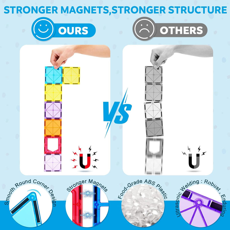 Ryoichi 138PCS Magnetic Tiles Set, STEM Educational Construction Blocks, Montessori Learning Toys for Kids Ages 3-9+ Years