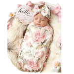 Galabloomer Newborn Receiving Blanket Headband Set Baby Flower Swaddle