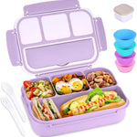 shell and turtle Bento Box Adult Lunch Box, Kids Lunch Containers for School with 4 Compartments, with Utensils, Sauce Jar, Muffin Liners, Microwave Safe, Navy