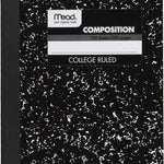 Mead Composition Notebook, 3 Pack, College Ruled Paper, 7-1/2" x 9-3/4", 100 Sheets per Comp Book, Black Marble (38111)