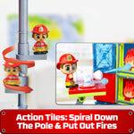 Tile Town Fire Station Magnetic Tiles Set, 66 Piece Kids Magnet Toy, Innovative Action Play Magnetic Tile Building Set Ages 3-6, Amazon Exclusive