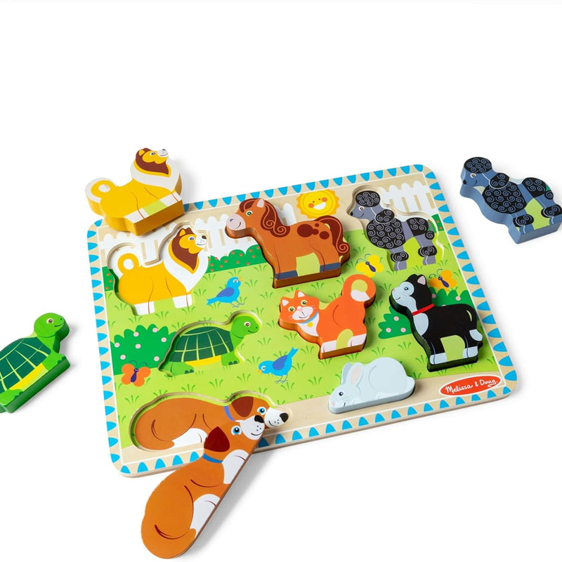 Melissa & Doug Safari Wooden Chunky Puzzle (8 pcs) for Toddlers and Preschoolers, FSC Certified, Ages 2+