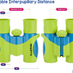 Vibrant green blue kids binoculars with sticker book and shockproof design for children aged 3+ years